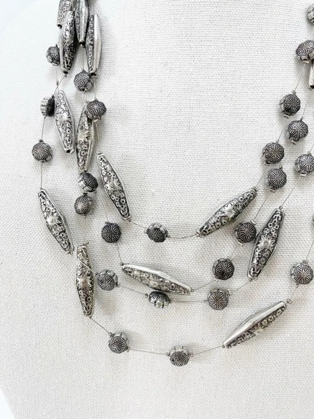 Chico’s Silver Western Vintage Navaho Southwestern Layered Necklace